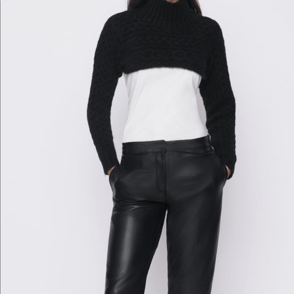 Zara black cable knit sleeve scarf sweater Nwt - Picture 4 of 4